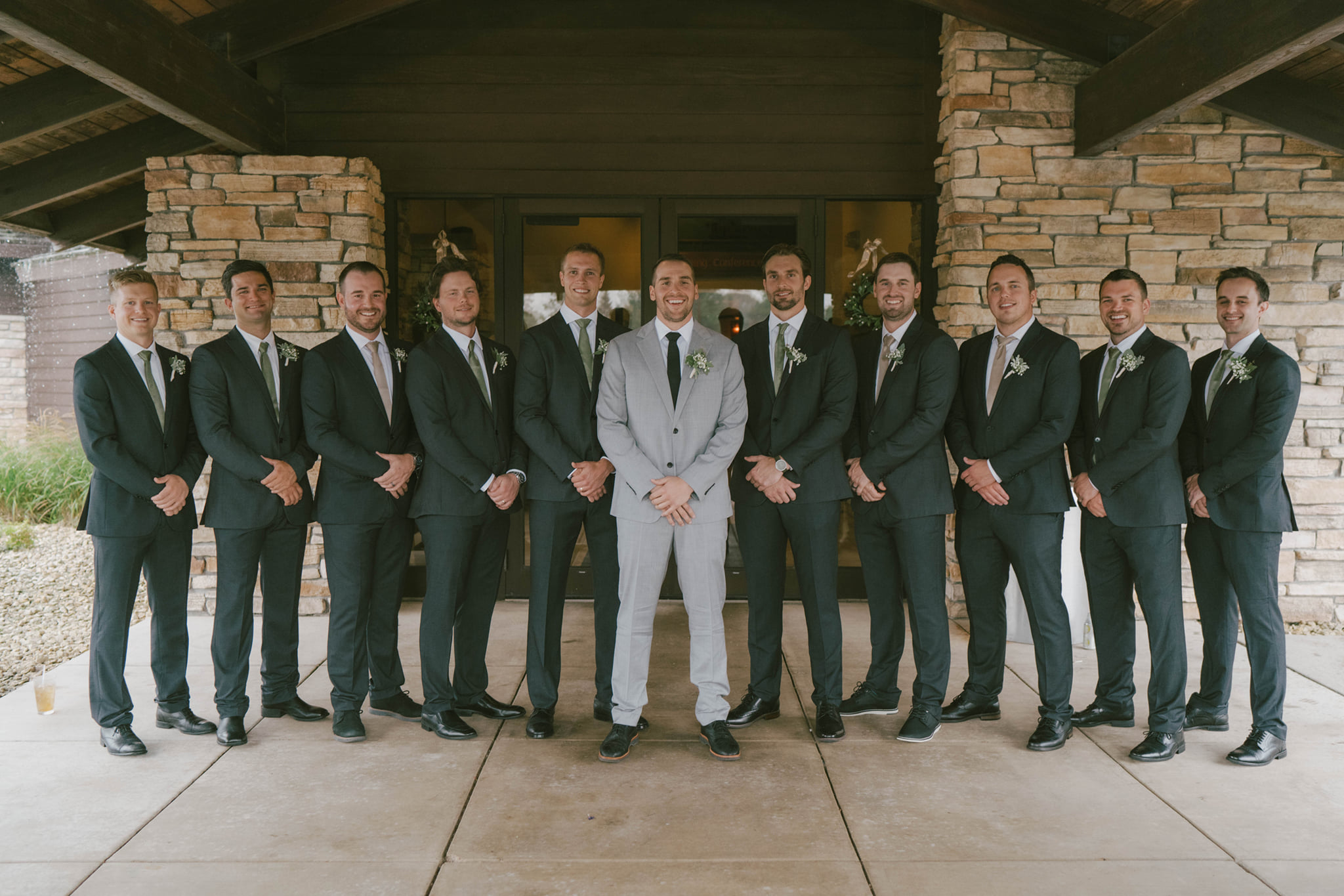 Groom + Groomsmen under our front archway